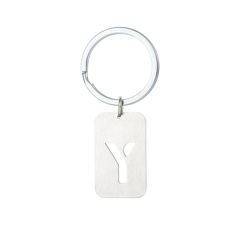 Wholesale Stainless Steel Creative Hollow 26 Letter Keychain